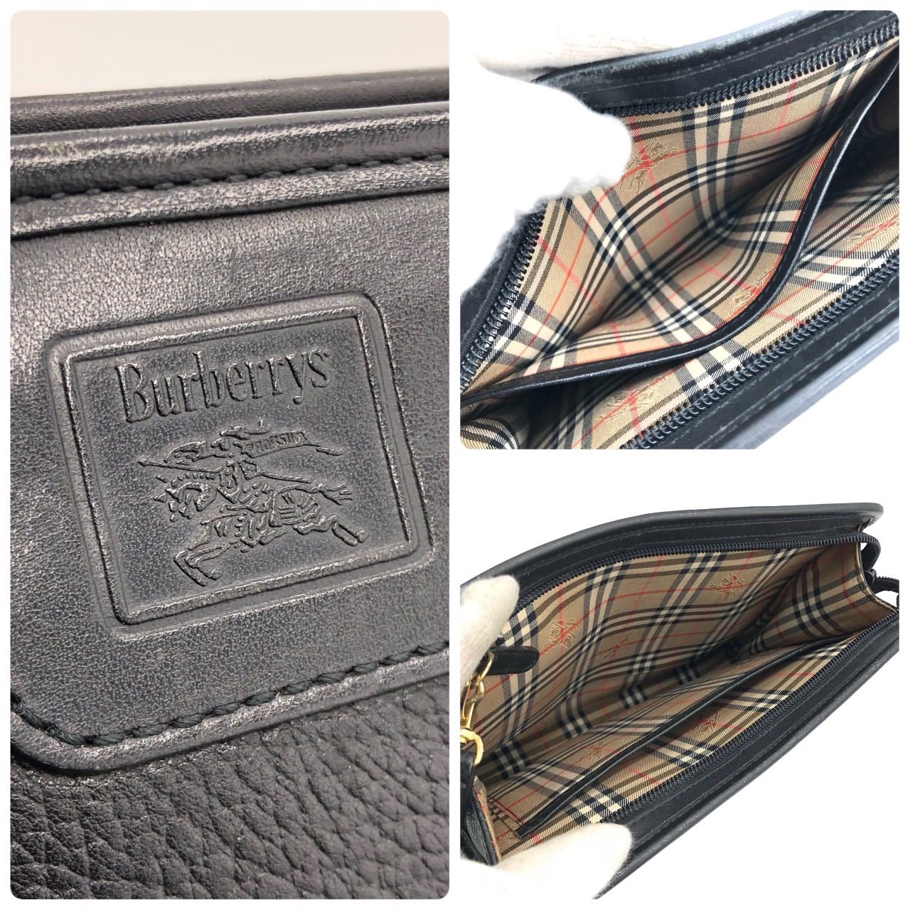 Burberrys バーバリー セカンドバッグ クラッチバッグ レザー 黒 ノバ