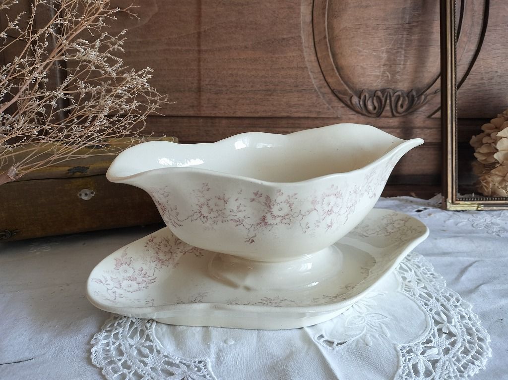 フランス アンティーク 素敵な 陶器 Longchamp 絵つきソーシエール