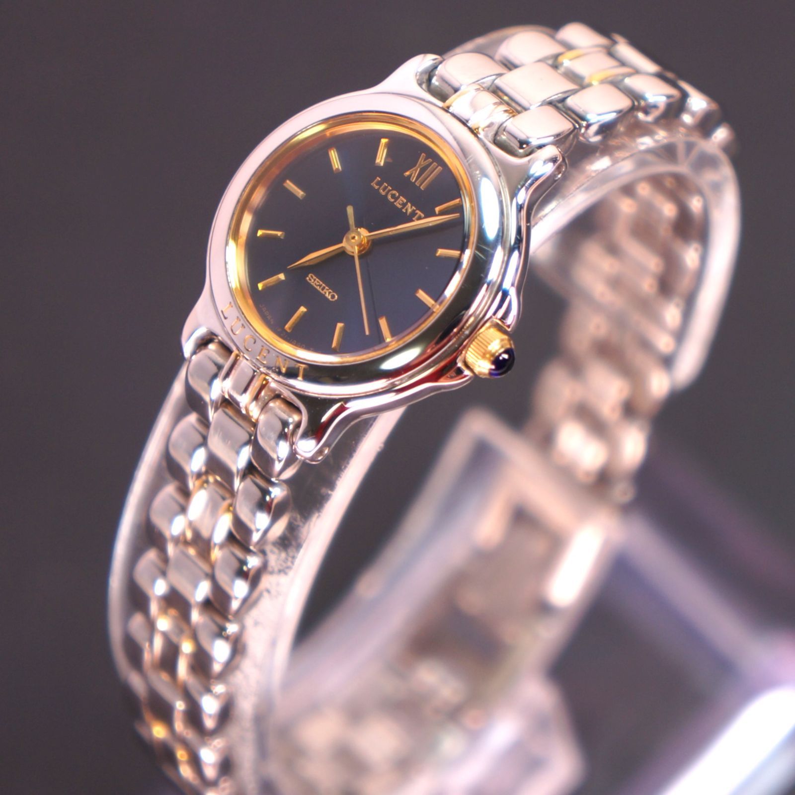 【美品 電池交換済み】SEIKO セイコー EXCELLNE ネイビー文字盤 稼働美品】SEIKO LUCENT ネイビー文字盤 電池交換済 - メルカリ