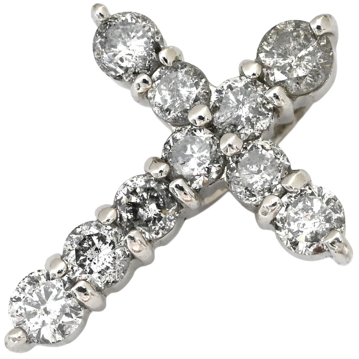 ペンダントトップ クロス ダイヤモンド 0.5ct プラチナシルバー 10石