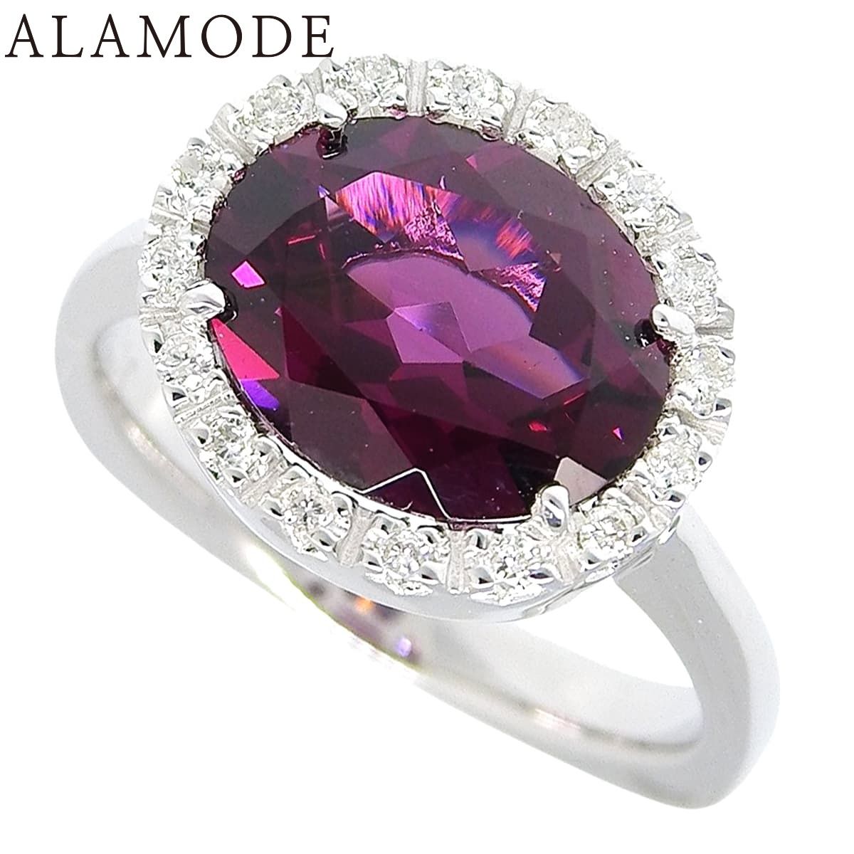 G3.00/D0.16 ガーネット ダイヤモンド リング ホワイトゴールド K18WG