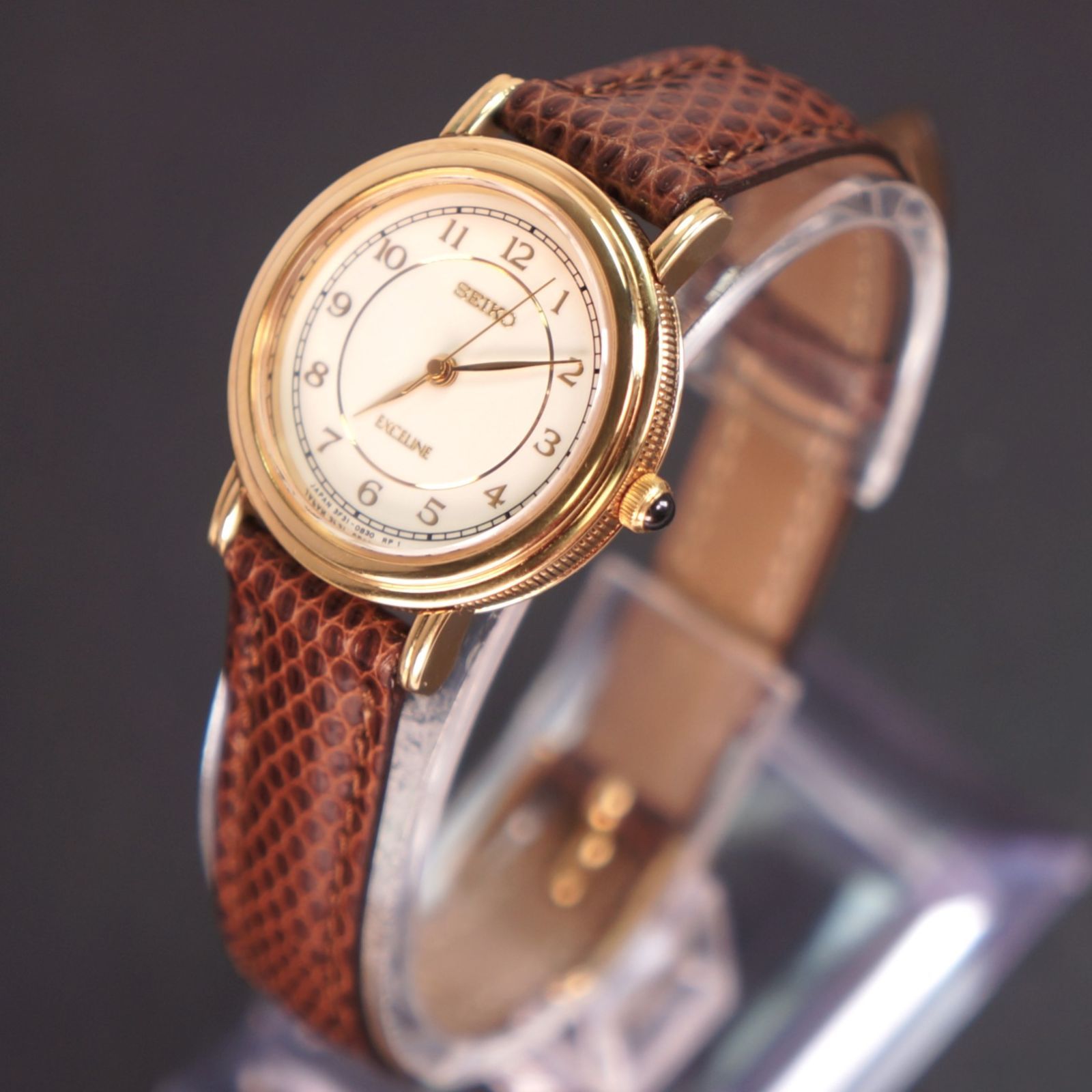 稼働美品】セイコー EXCELINE ASGP アンティーク腕時計 新品ベルト