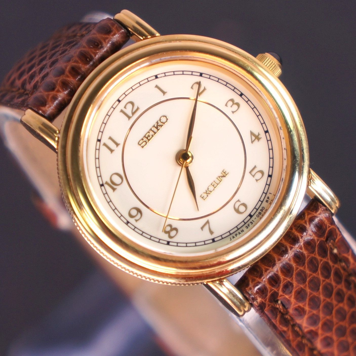 稼働美品】セイコー EXCELINE ASGP アンティーク腕時計 新品ベルト