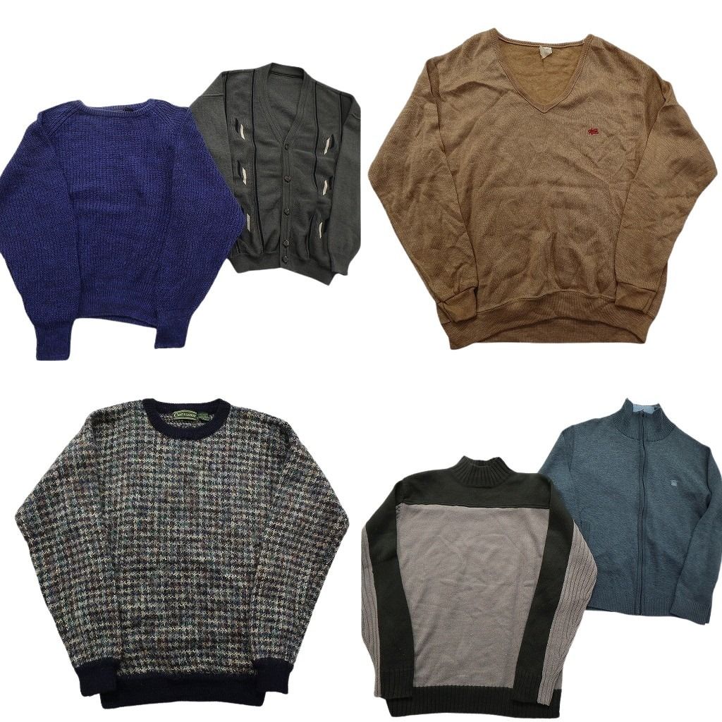 古着卸 まとめ売り セーター MIX 6枚セット (メンズ L ) フルジップ