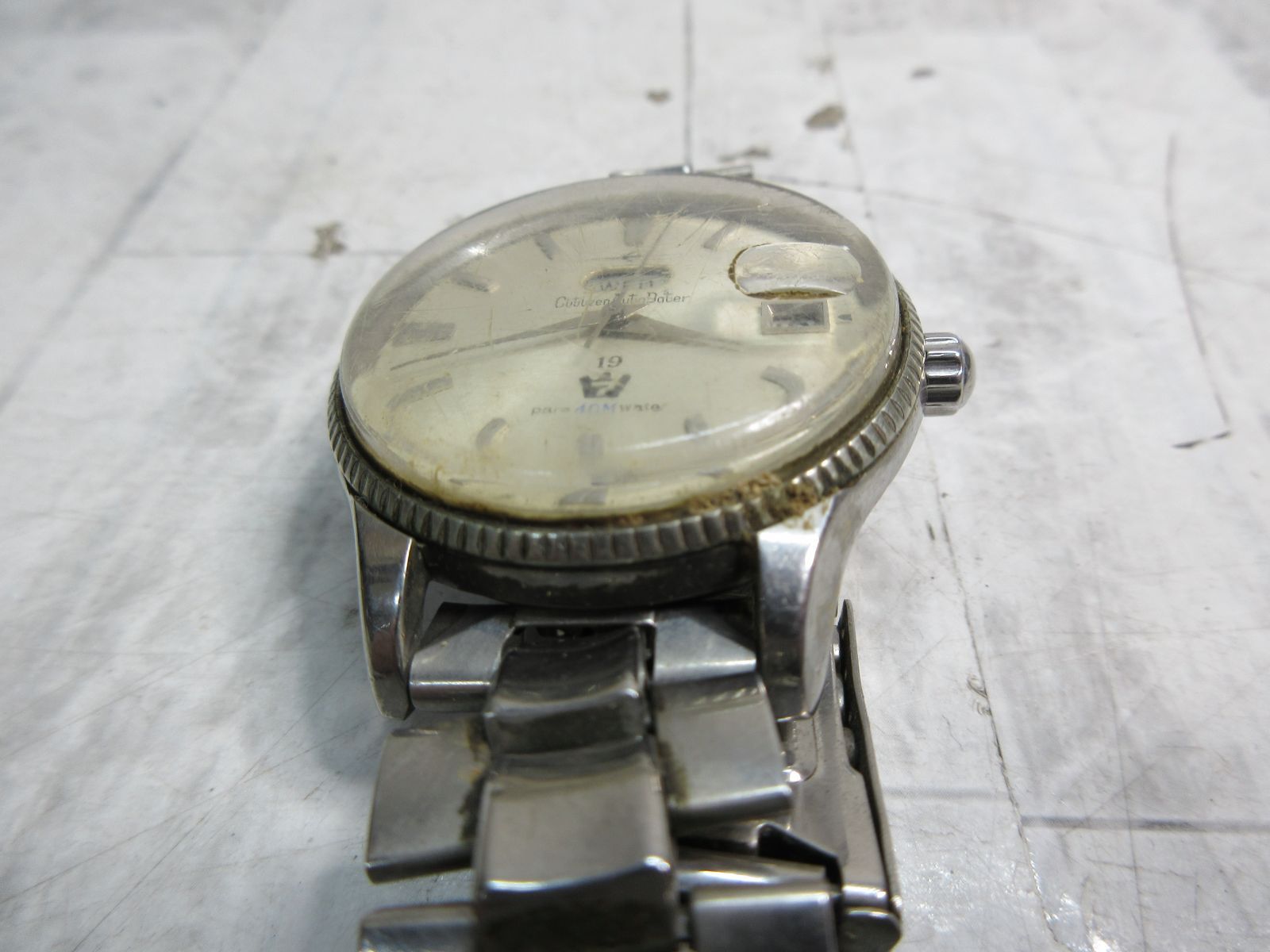  CITIZEN Auto Dater 19 7 シチズン オートデーター 自動巻き ラウンド 腕時計 メンズ 3針 デイデイト 機械式 Vネック 自動巻き時計 腕時計(アナログ)