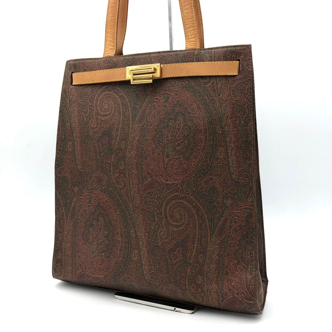ETRO エトロ トートバッグ ペイズリー柄 茶 ブラウン A4収納可 肩掛け