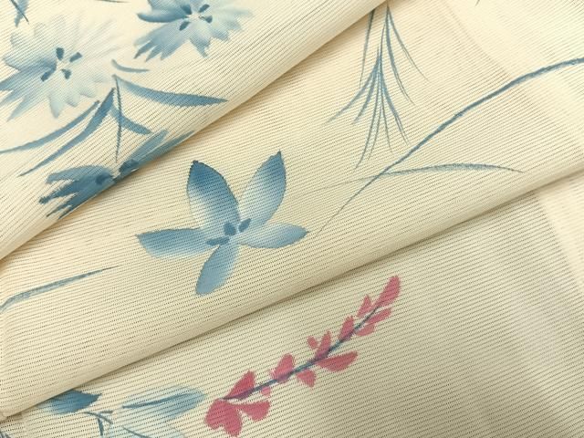 平和屋着物＊夏物　小紋　絽　手描き　草葉文　黒地　正絹　逸品　AABF5685fy 平和屋着物＊夏物 小紋 絽 手描き 草花文 正絹 逸品 AABF5695fy - メルカリ