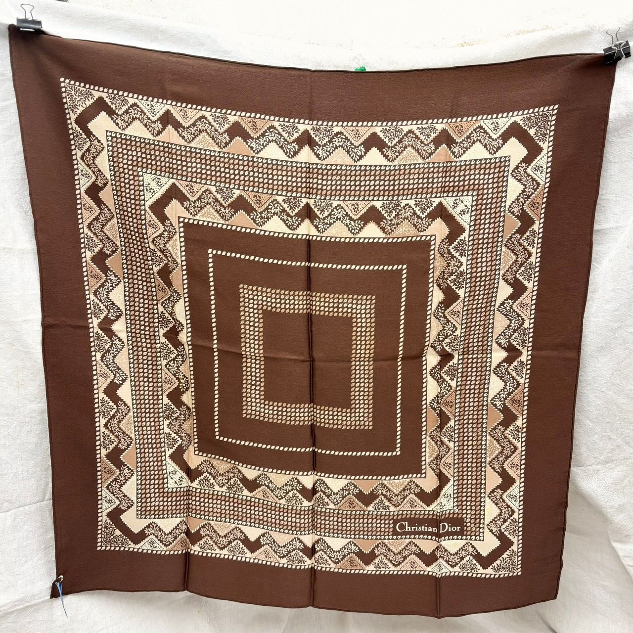 270 Christian Dior クリスチャンディオール スカーフ 68x68 ブラウン