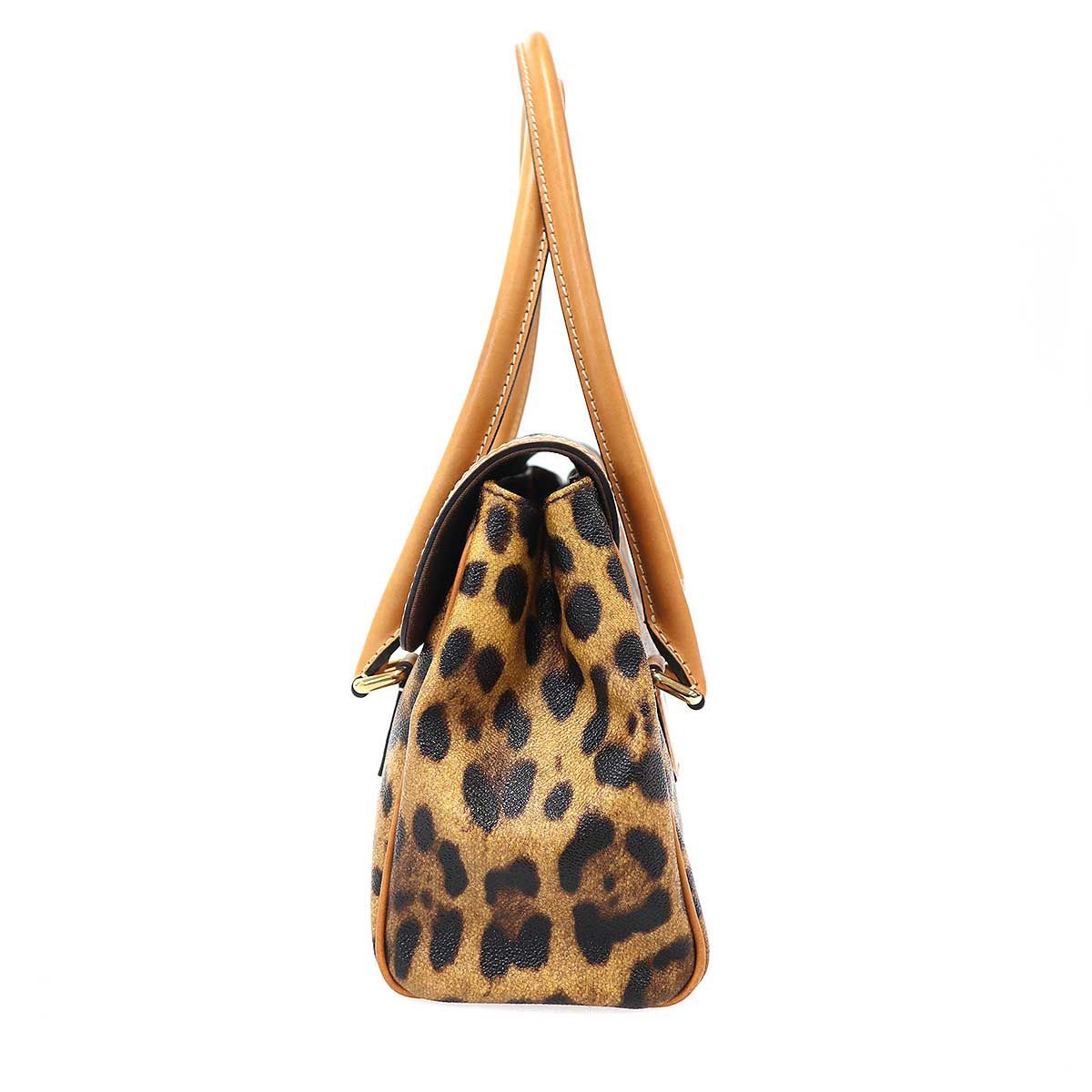 DOLCE&GABBANA ドルチェ＆ガッバーナ レオパードレザーハンドバッグ