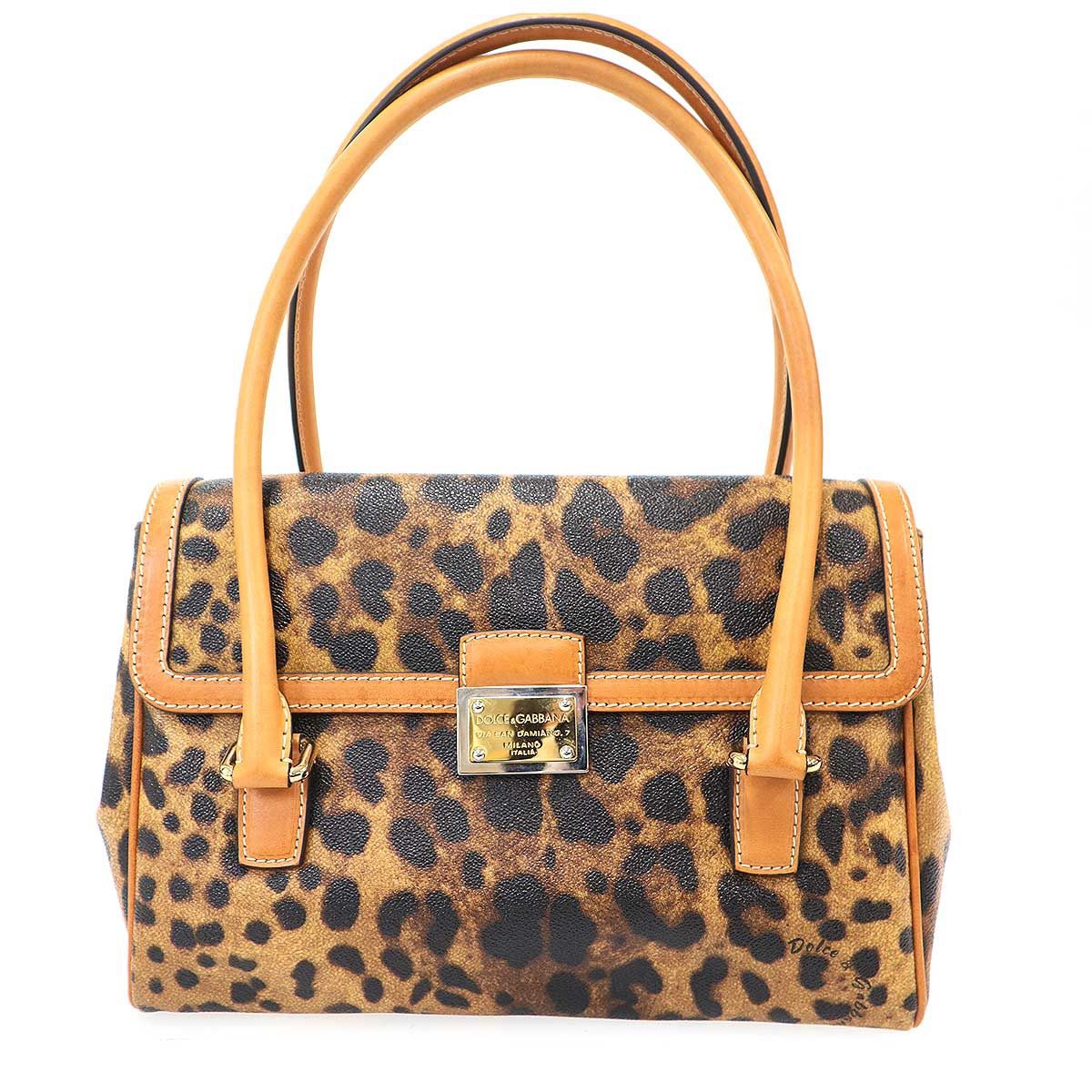 DOLCE&GABBANA ドルチェ＆ガッバーナ レオパードレザーハンドバッグ