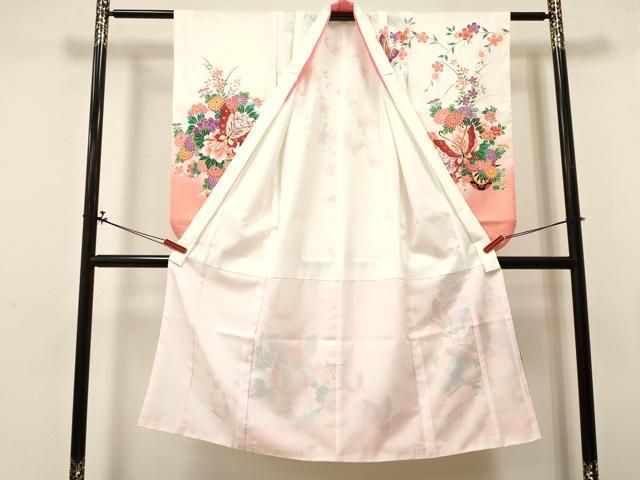 七五三7歳❣️人気赤地暈し古典柄❣️御所車鶴玉で箱金彩際立つ完全