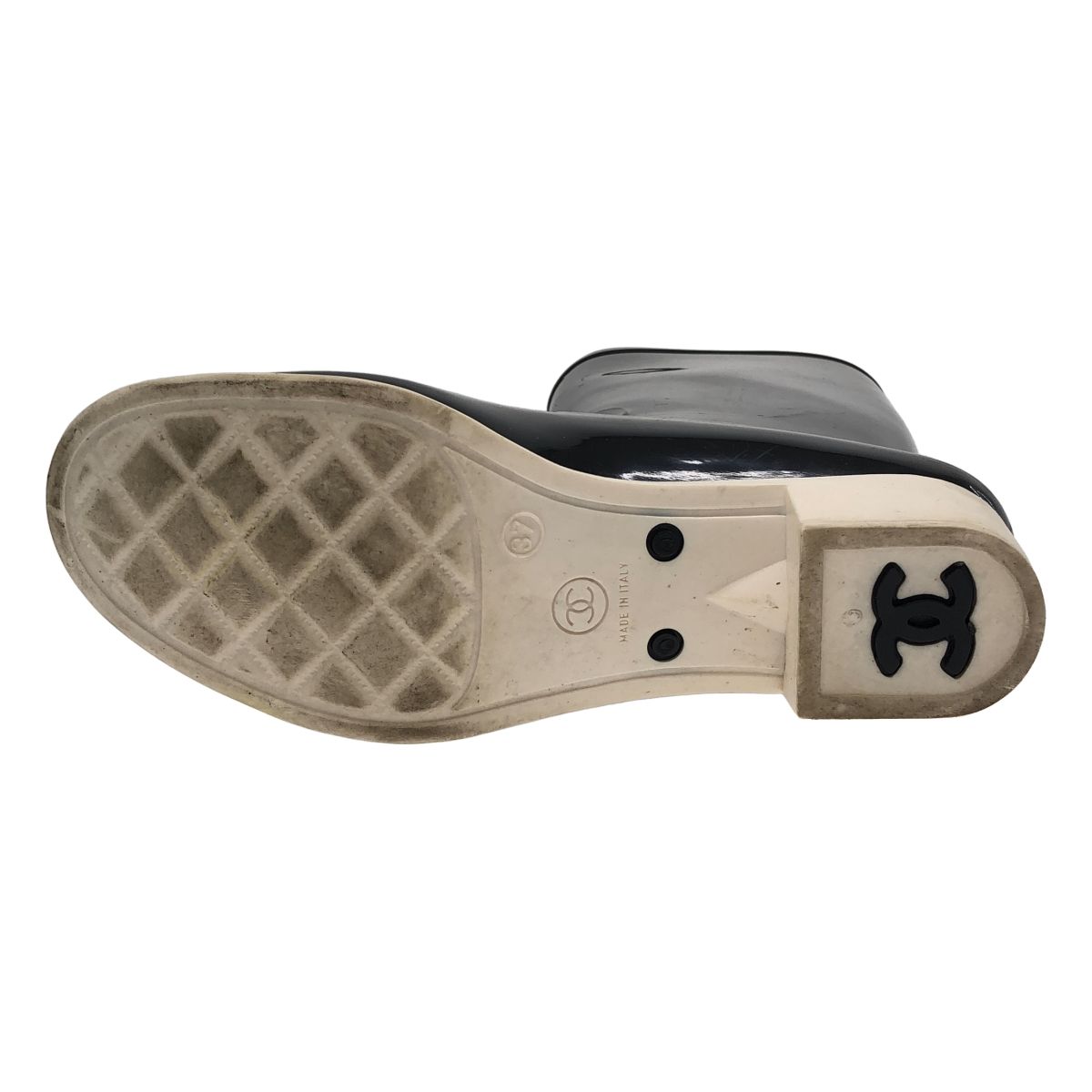 CHANELカメリアレインブーツブラック37⭐︎お値下げ CHANEL（シャネル） レインブーツ ブラックxアイボリー 37 カメリア