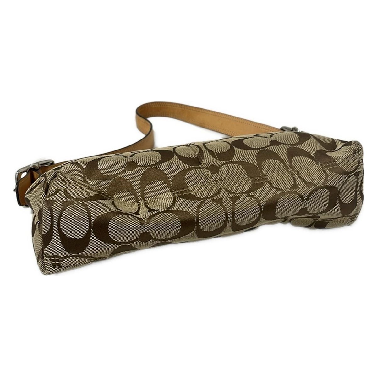 COACH クリップデミ ポーチ カバン ハンドバック ジグネチャー old コーチ/ハンドバッグ/シグネチャーデミポーチ/カーキ×ベージュ