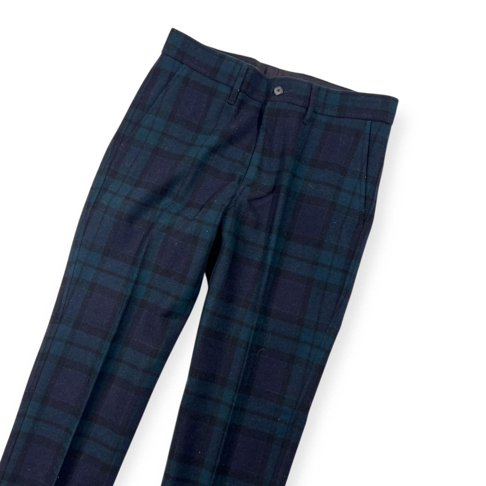 EDIFICE エディフィス チェック ウール スラックス パンツ 44/ネイビー