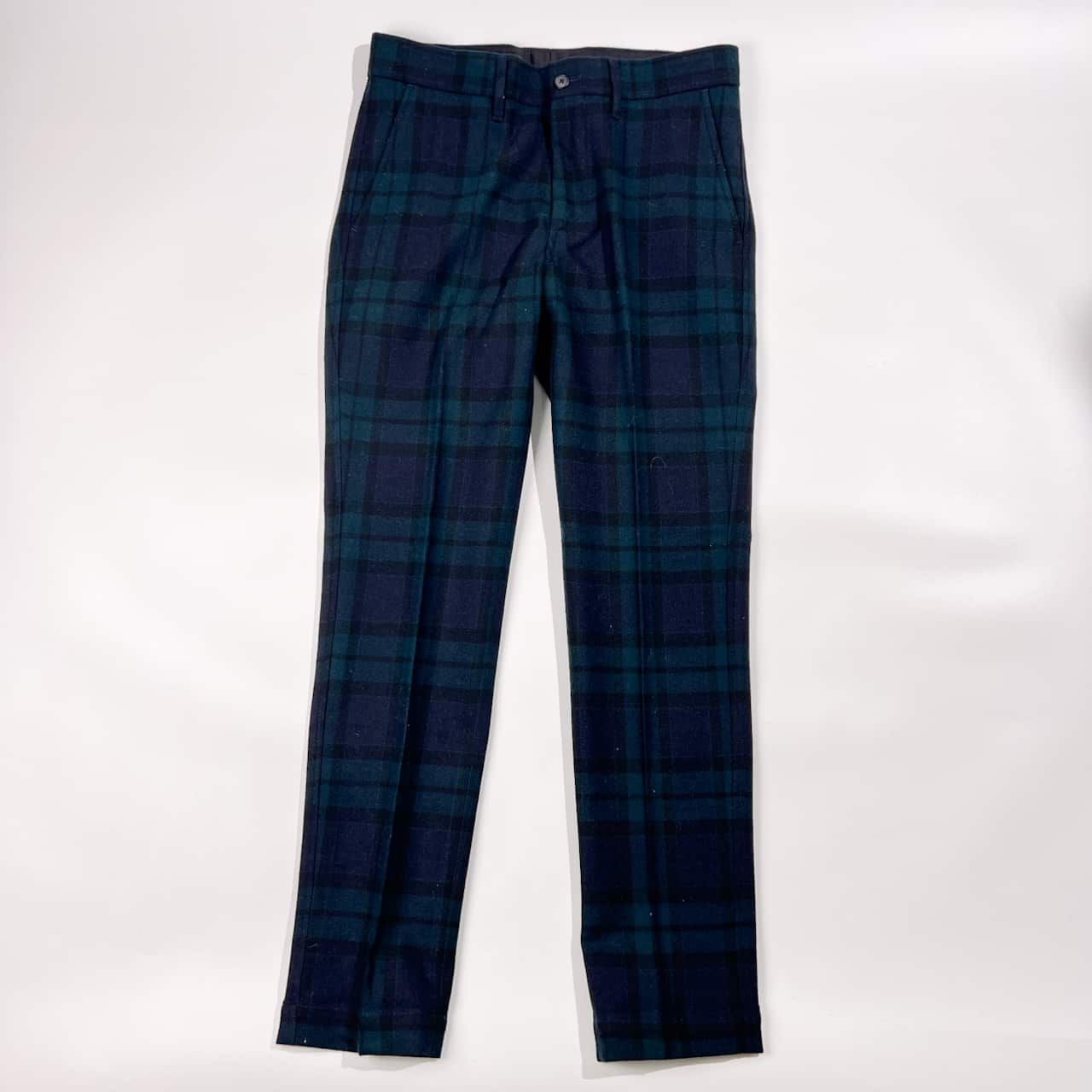 EDIFICE エディフィス チェック ウール スラックス パンツ 44/ネイビー