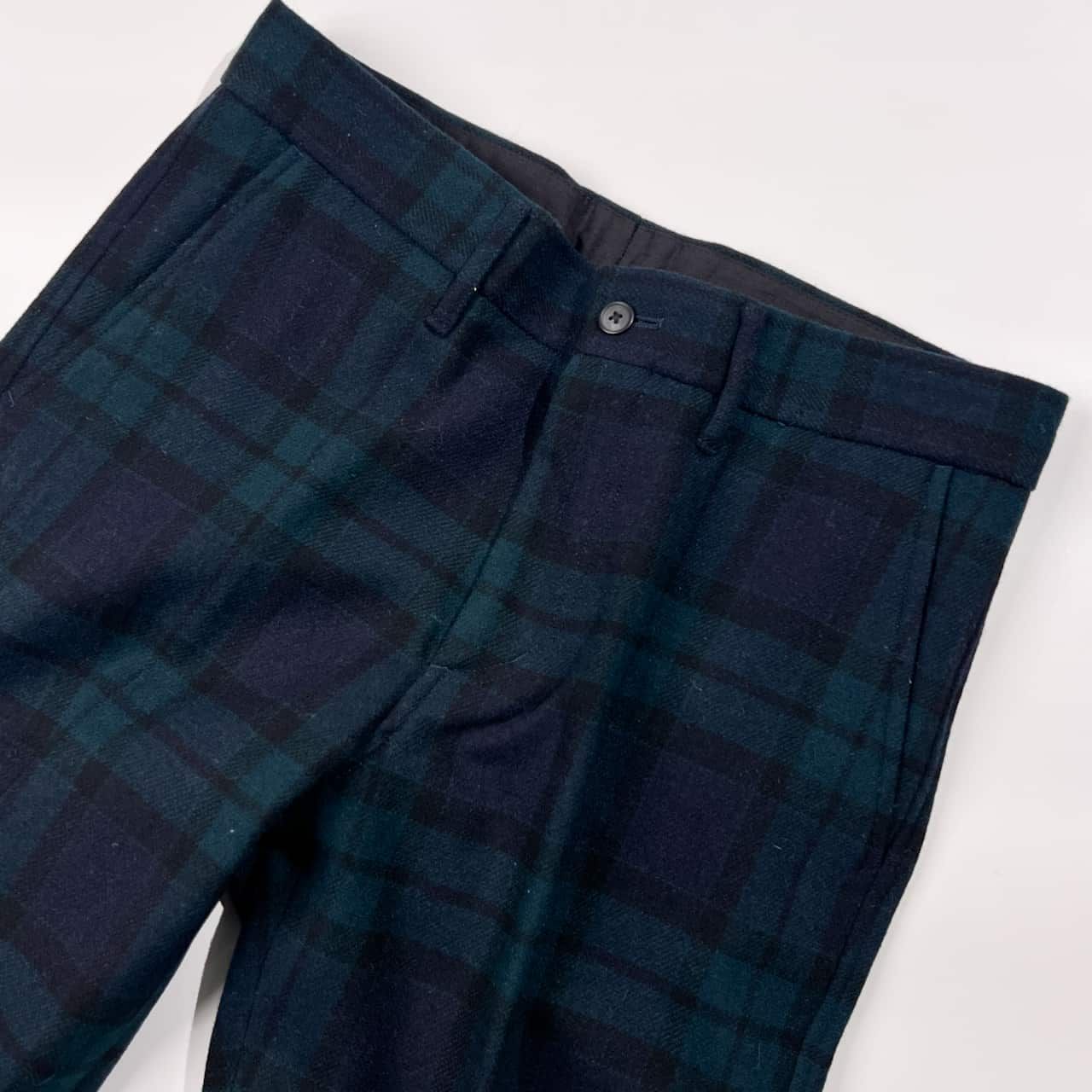 EDIFICE エディフィス チェック ウール スラックス パンツ 44/ネイビー