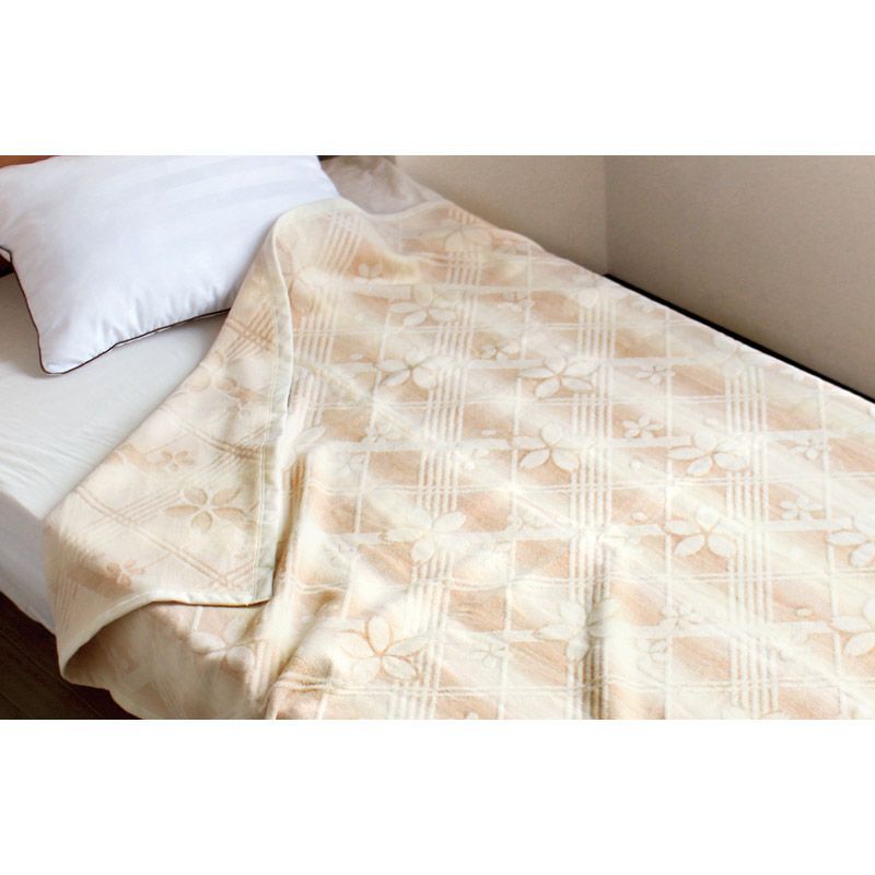 毛布2枚セット 無漂白 無染色 大自然本舗 カラーコットン 桜格子柄