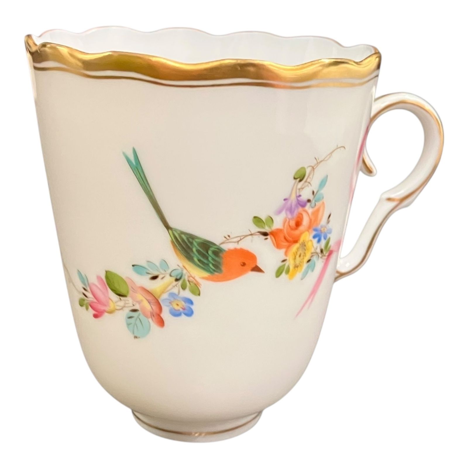 Herend ヘレンド マグカップ ハンガリー製 手描き ハンドペイント 花柄 鳥 モチーフ 金彩 カップ 洋食器