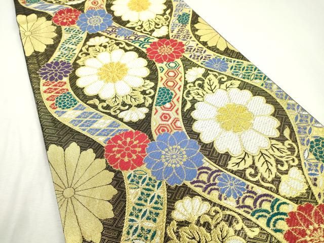 平和屋着物▽六通柄袋帯 立涌花唐草文 金糸 正絹 逸品 DABB1363fe