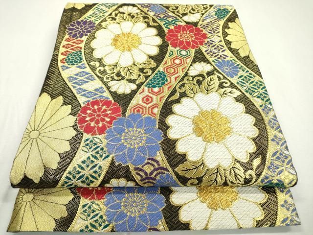 平和屋着物▽六通柄袋帯 立涌花唐草文 金糸 正絹 逸品 DABB1363fe