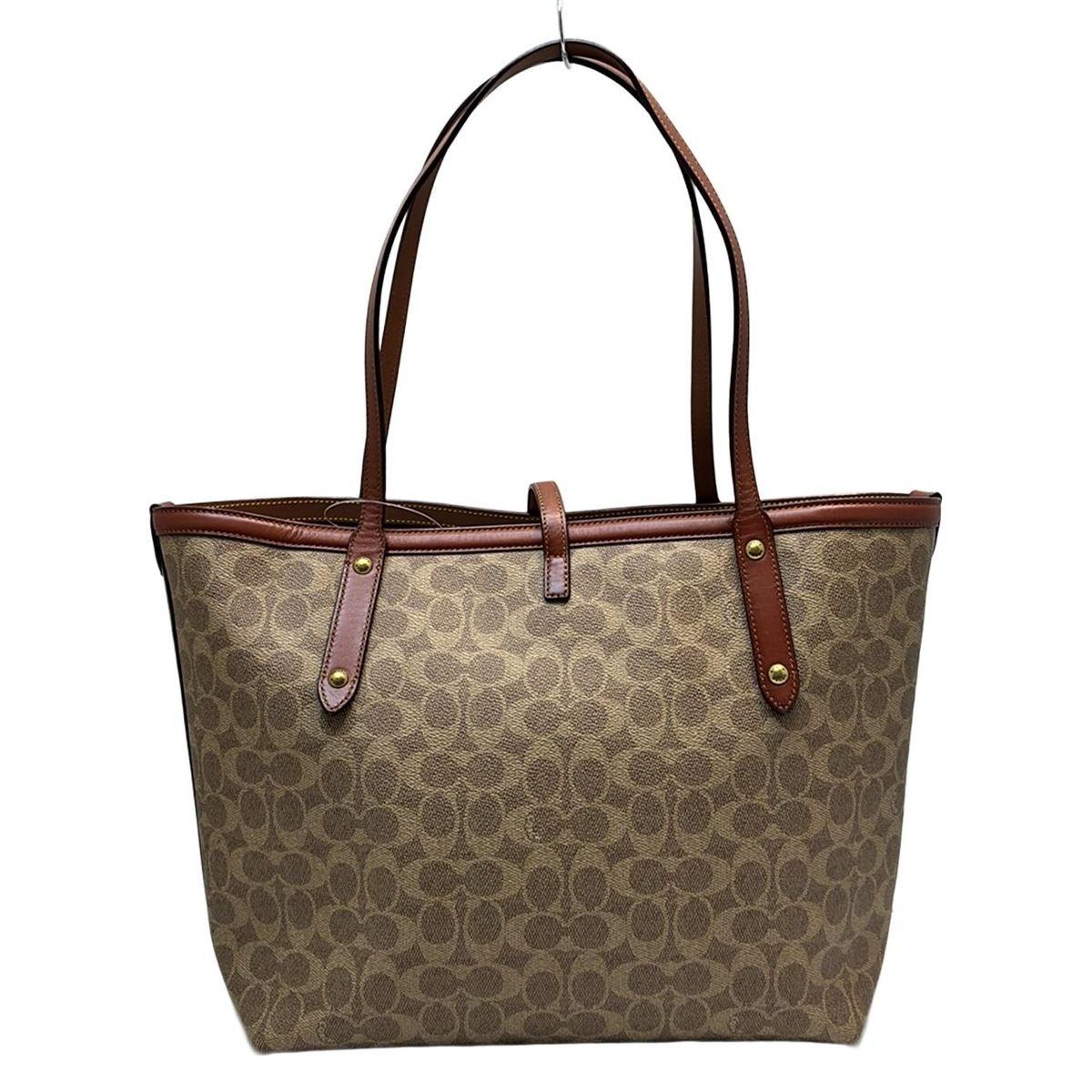 ピ*カ様 COACH❤️ダークブラウン トートバッグ COACH(コーチ) トートバッグ シグネチャー マーケット トートバッグ