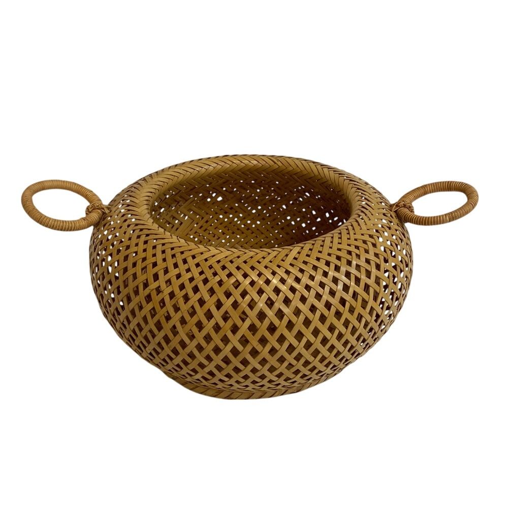 網代 竹籠 花入 竹細工 茶道具 時代物 唐物骨董 骨董品 竹工芸 在銘