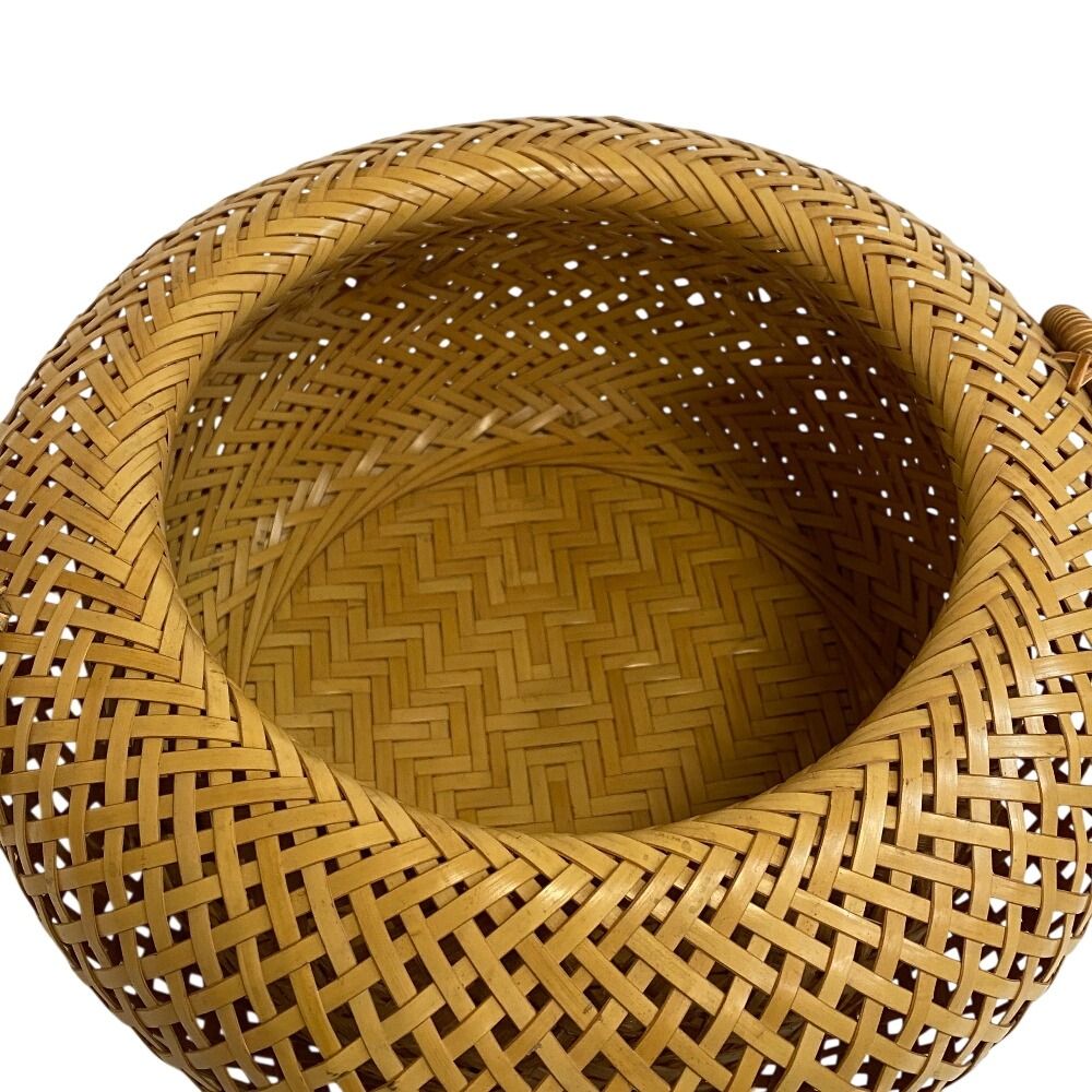 網代 竹籠 花入 竹細工 茶道具 時代物 唐物骨董 骨董品 竹工芸 在銘