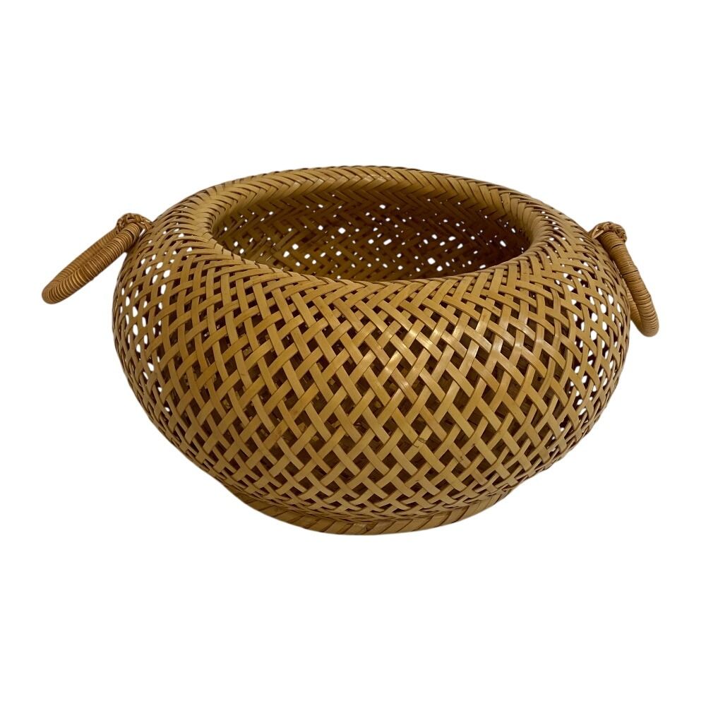 網代 竹籠 花入 竹細工 茶道具 時代物 唐物骨董 骨董品 竹工芸 在銘