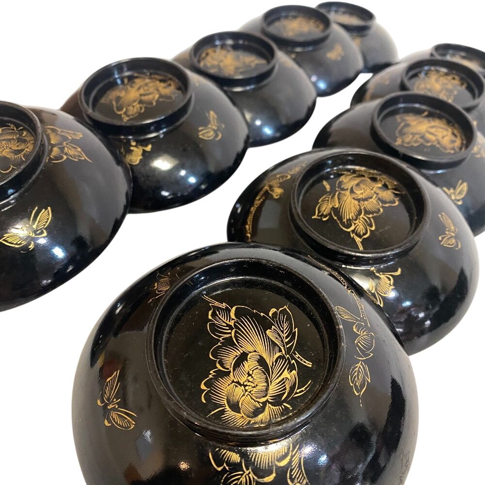 吸物椀十人前 漆器御椀 金彩蒔絵 共箱伝統工芸 古美術 茶懐石 漆芸