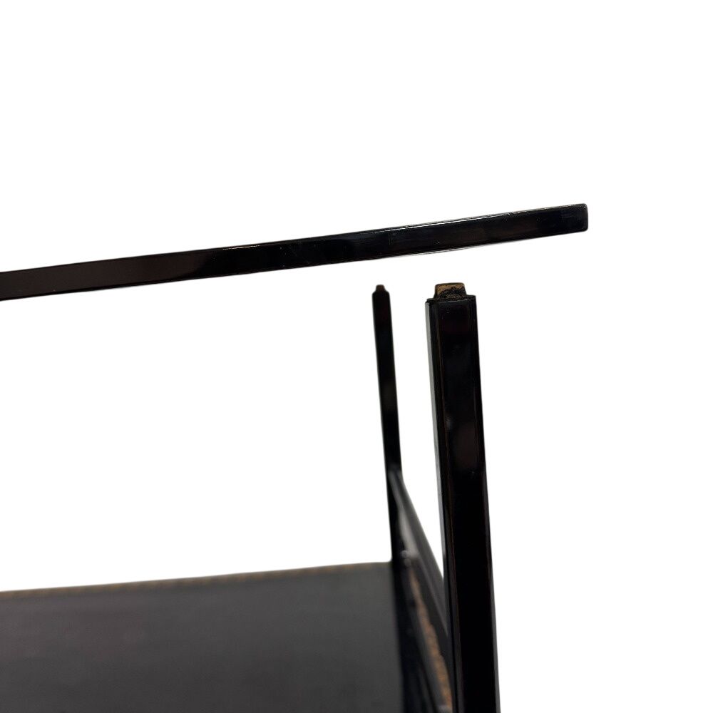 木製 漆塗 唐草金蒔絵 黒塗 二段卓 冠卓 48.5×33cm 木箱 共箱 花台