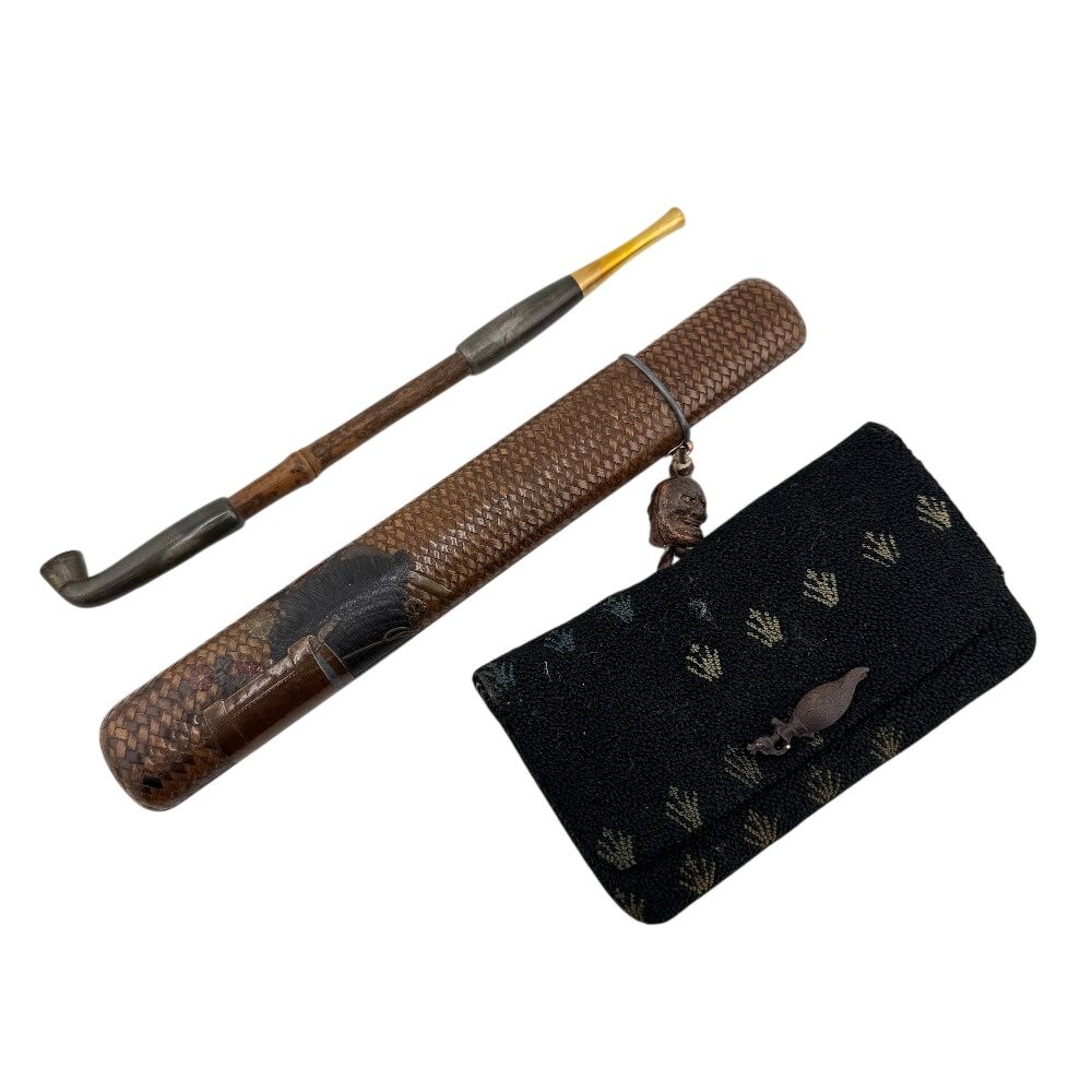 時代喫煙具 彫金師 加納夏雄 在銘 鯰 魚 キセル K22刻印 煙管 喫煙具