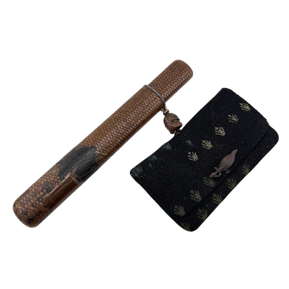 時代喫煙具 彫金師 加納夏雄 在銘 鯰 魚 キセル K22刻印 煙管 喫煙具