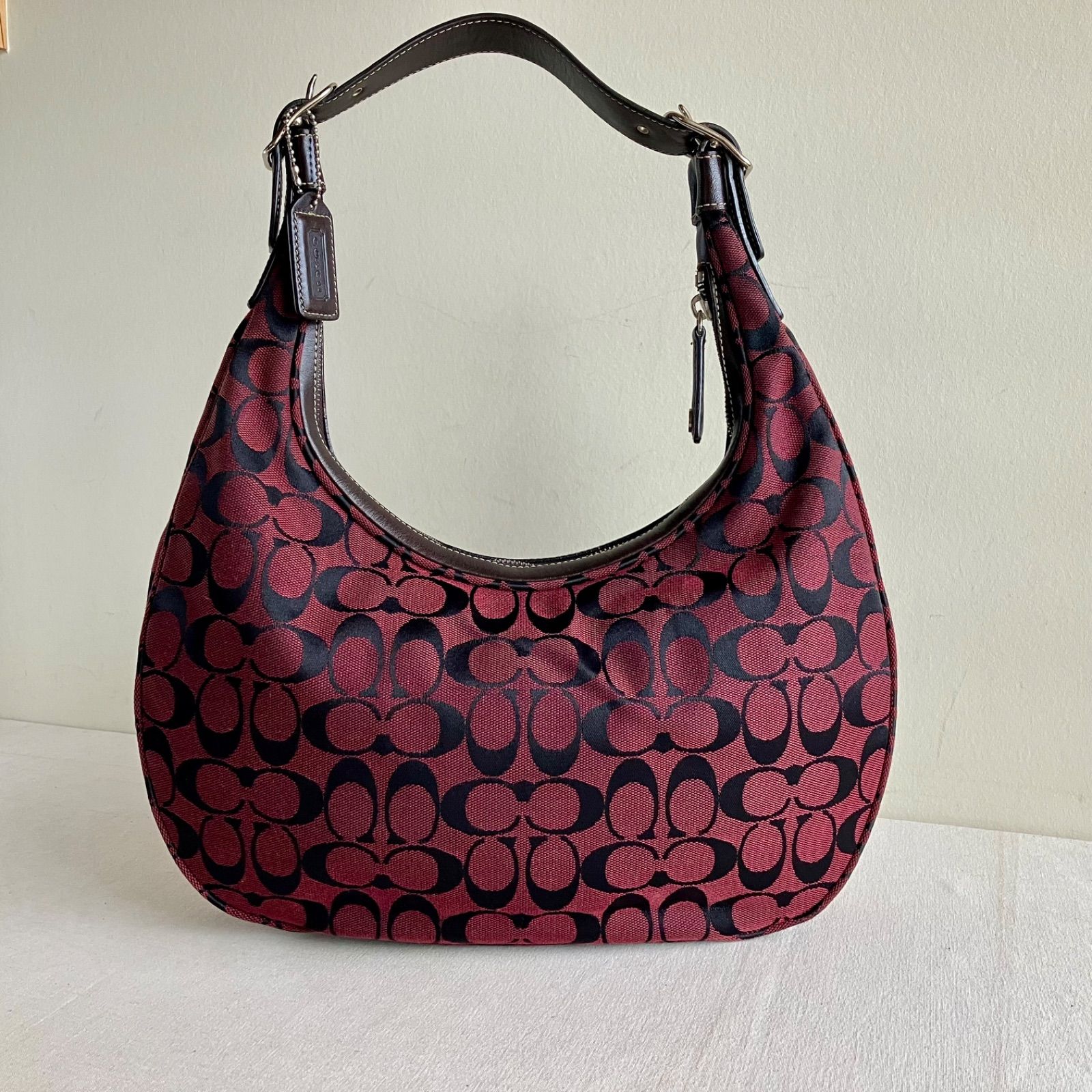 バッグ Vintage Coach Hobo Signature Red Coach Vintage Red Canvas Leather Signature Soho Hobo Shoulder Bag