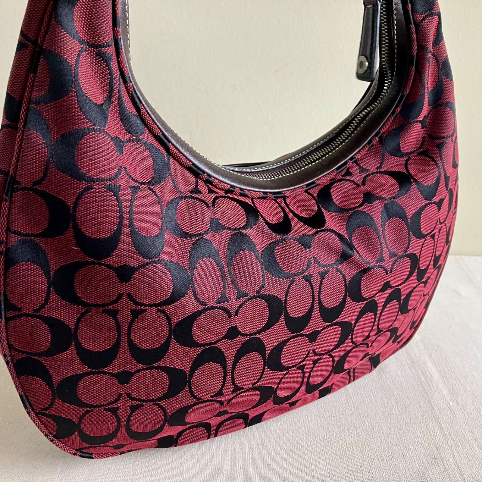 Coach Vintage Red Canvas Leather Signature Soho Hobo Shoulder Bag