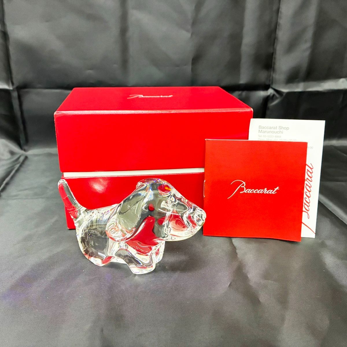 ◇中古美品◇Baccarat【バカラ】犬 置物 クリスタル クリア イヌ DOG