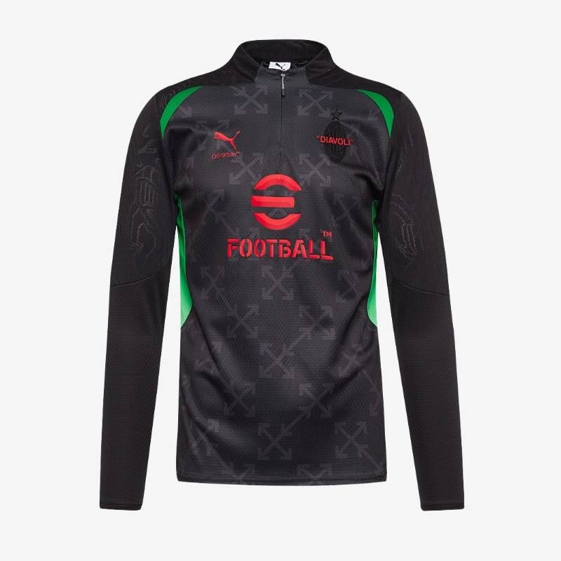 Puma x ACミラン x OFF-white コラボ　正規品 レア 限定コラボ】PUMA プーマ ACミラン x Off-White ドリル トップ 黒 赤