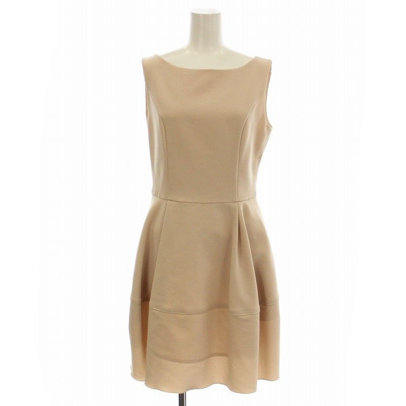 FOXEY ノースリーブひざ丈ワンピース ベージュ・ブラウン 40サイズ フォクシーニューヨーク FOXEY NEW YORK ノースリーブ ワンピース ひざ