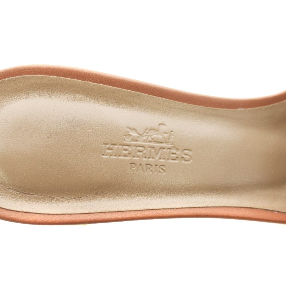エルメス HERMES オアジス サンダル ヒール レザー 36 茶 ブラウン
