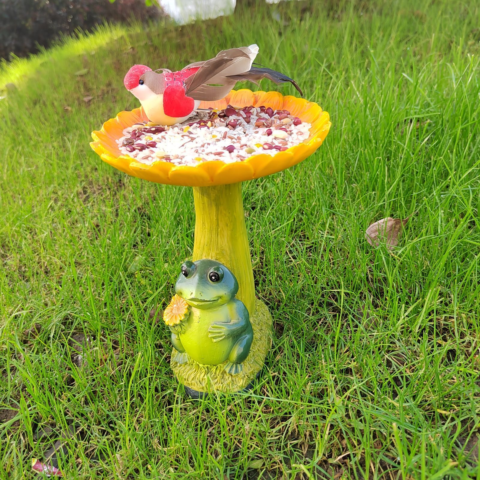 バードフィーダー 給餌器 餌箱 餌台 えさ置き 餌入れ 小鳥 野鳥 鳥 可愛い ガーデンオブジェ ガーデニング インテリア ヒマワリ カエル