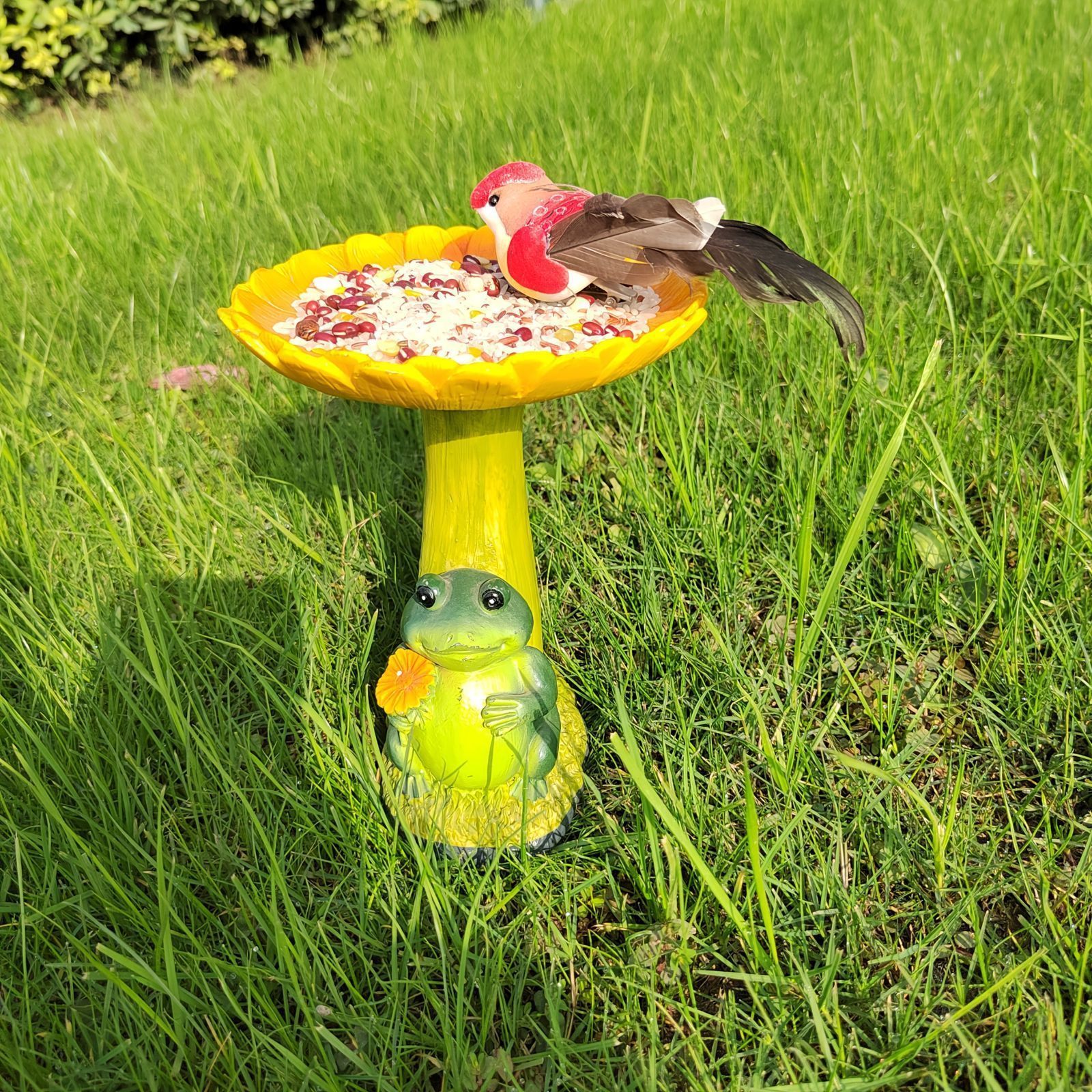 バードフィーダー 給餌器 餌箱 餌台 えさ置き 餌入れ 小鳥 野鳥 鳥 可愛い ガーデンオブジェ ガーデニング インテリア ヒマワリ カエル