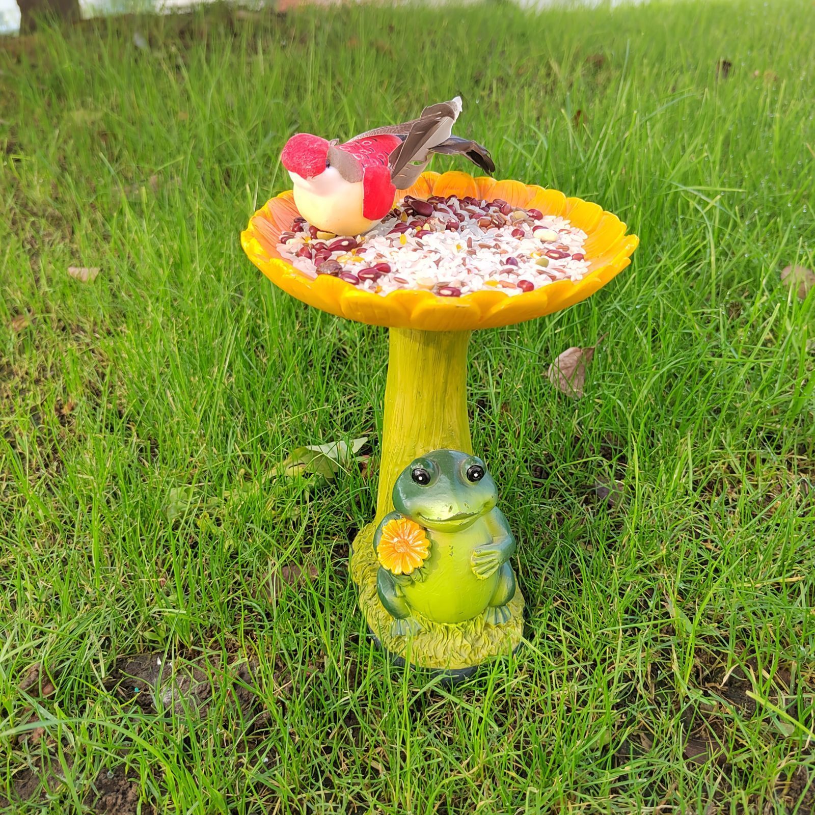 バードフィーダー 給餌器 餌箱 餌台 えさ置き 餌入れ 小鳥 野鳥 鳥 可愛い ガーデンオブジェ ガーデニング インテリア ヒマワリ カエル