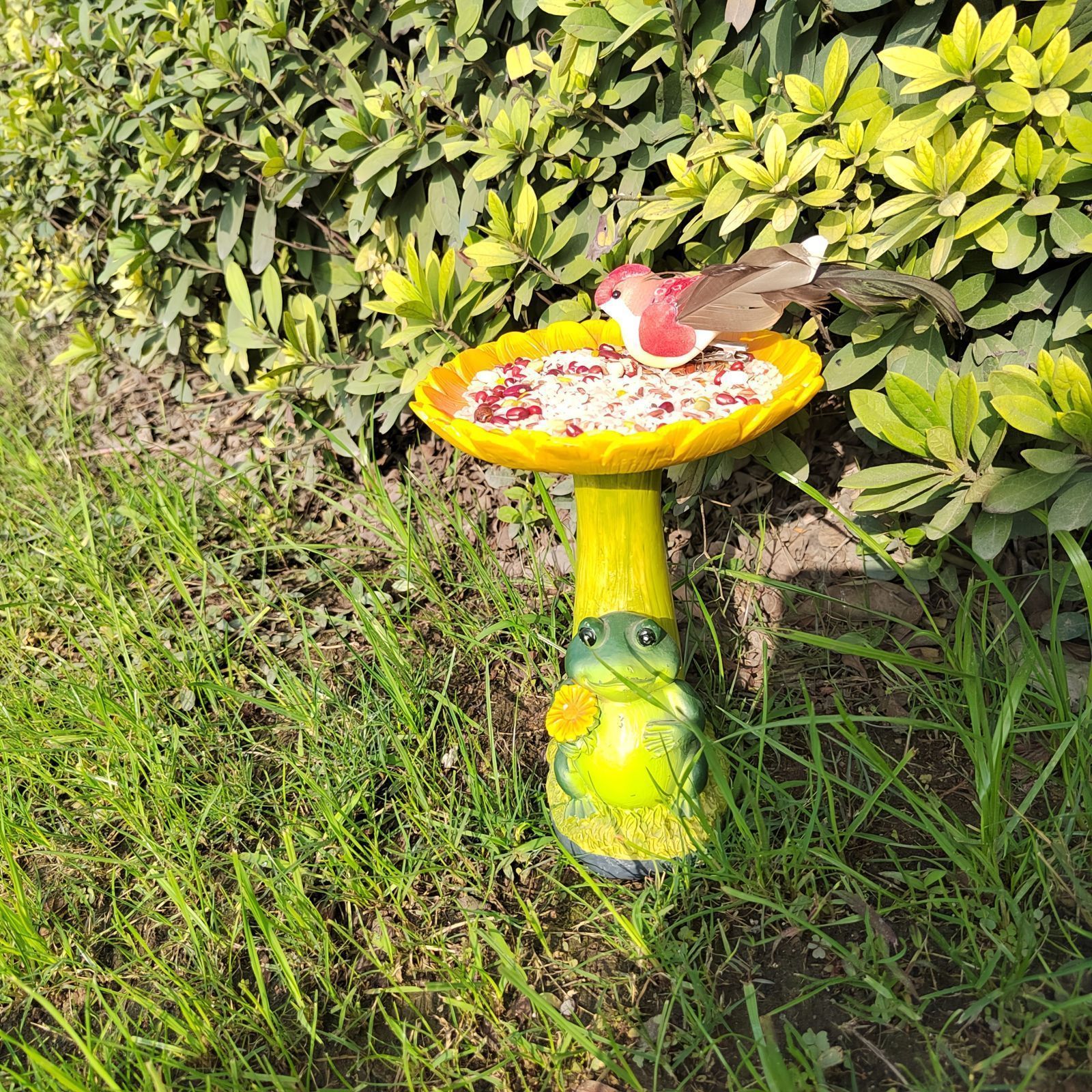 バードフィーダー 給餌器 餌箱 餌台 えさ置き 餌入れ 小鳥 野鳥 鳥 可愛い ガーデンオブジェ ガーデニング インテリア ヒマワリ カエル