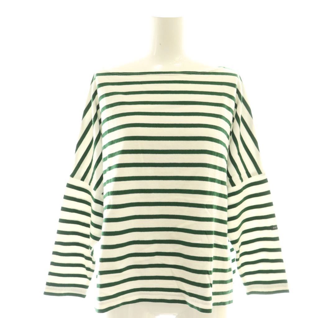 ウティ OUTIL ボーダーバスクシャツ カットソー 0 ホワイト グリーン