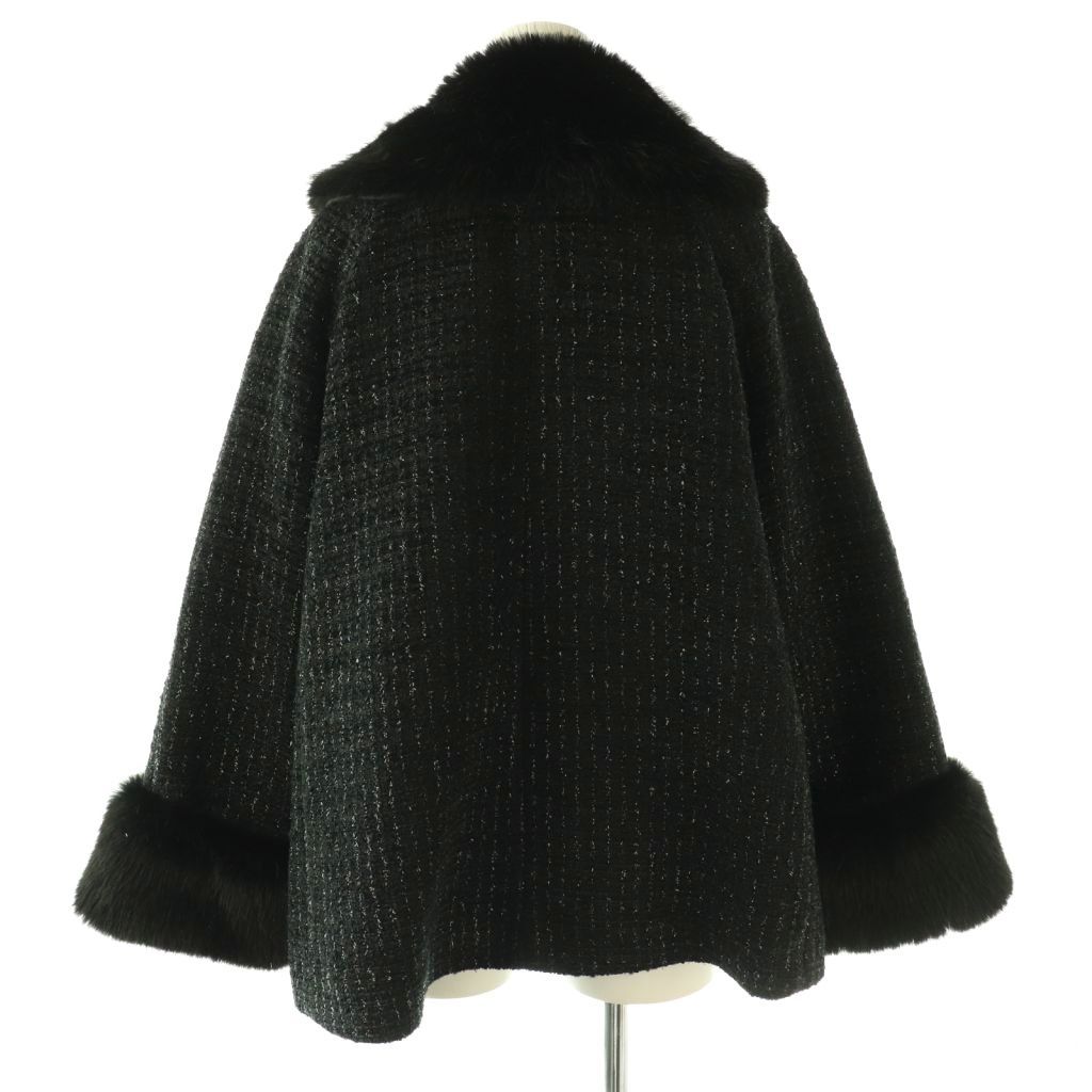 リランドチュール　ツイードファー襟ショートコート　黒　新品タグ付き リランドチュール ツイードファー襟ショートコート 黒 新品タグ付き