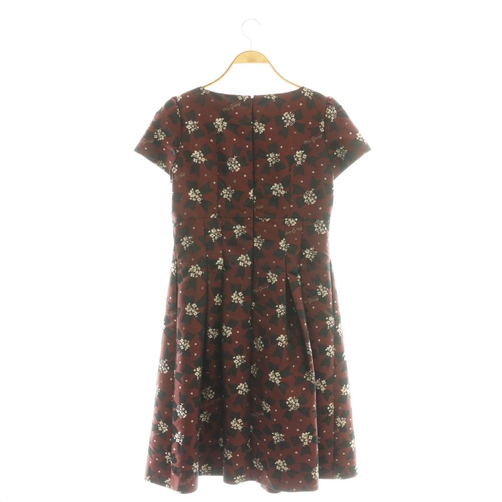 エムズグレイシー M'S GRACY フラワーリボンモチーフワンピース ひざ丈