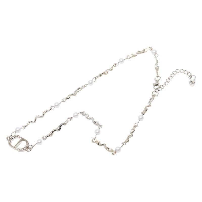 ディオール CDロゴ シルバー メタル フェイクパール ラインストーン