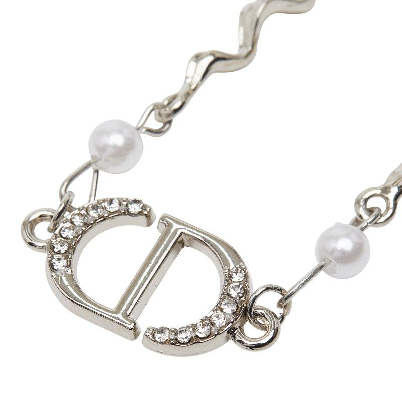 ディオール CDロゴ シルバー メタル フェイクパール ラインストーン