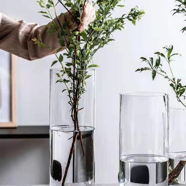 花瓶 ガラス 大型 フラワーベース 30cm 25cm 20cm 円柱 クリア