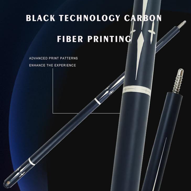 新品 ビリヤード キュー カーボン 1/2playcue 多層豚皮頭 樹脂先角 T