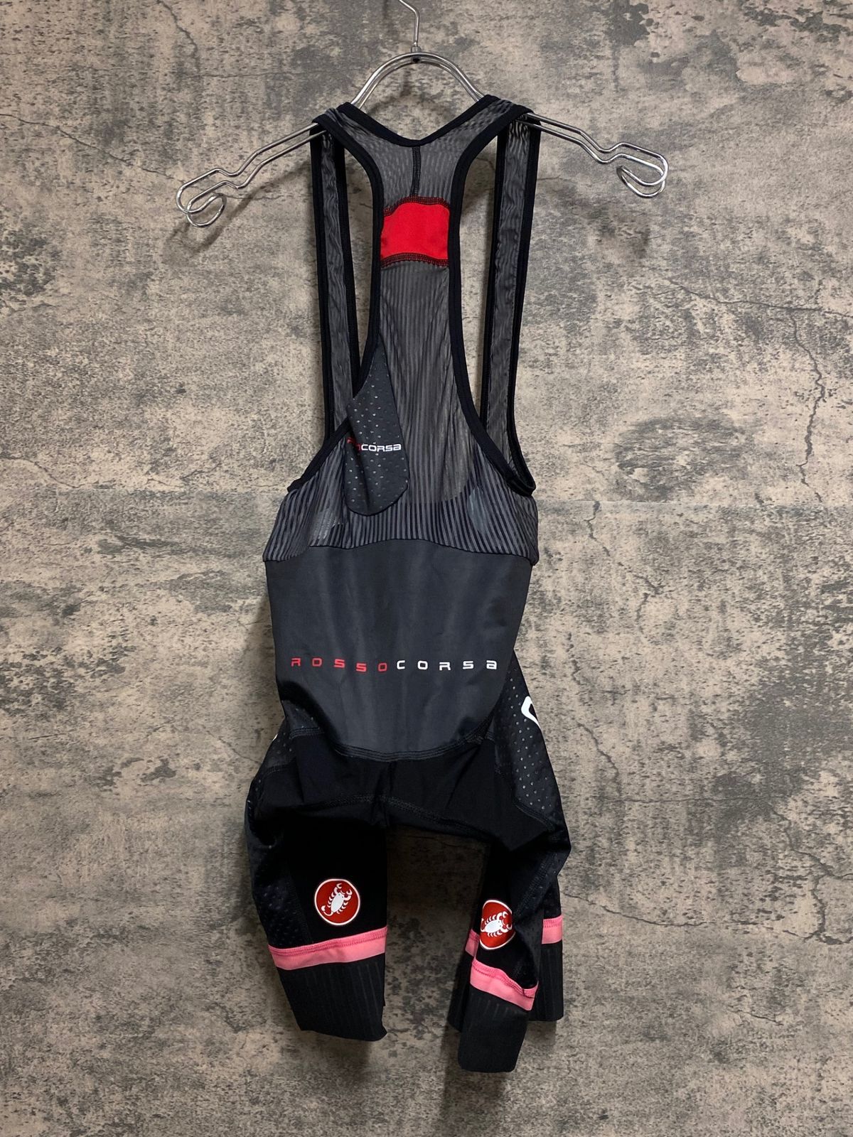 JV385 カステリ CASTELLI ロッソコルサ ROSSO CORSA ビブショーツ 黒 M